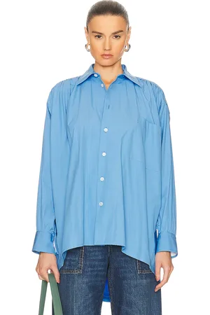 Bottega Veneta Compact Cotton Shirt in Baby Blue