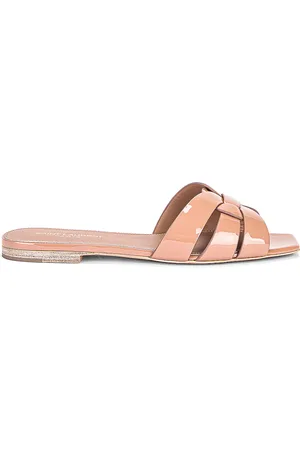 Saint Laurent Tribute Flat Sandal in Blush