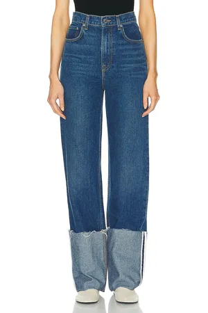 GRLFRND Sienna High Rise Big Cuff Jean in Denim-Dark