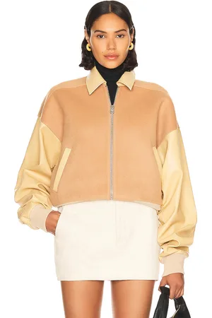 Helsa Faux Leather & Wool Blend Bomber in