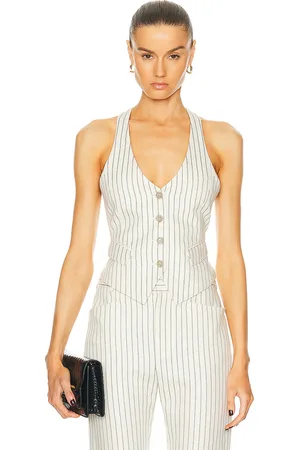 Tom Ford Striped Blend Waistcoat in Cream