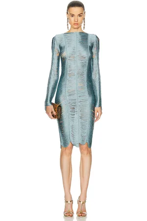 Tom Ford Fringe Artwork Cocktail Dress in Blue