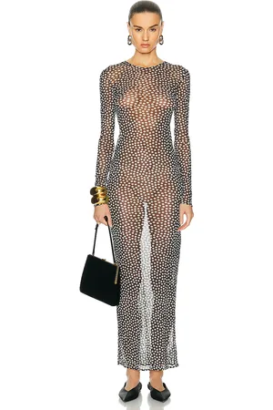 Saint Laurent Long Sleeve Maxi Dress in Black