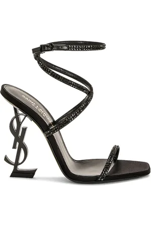 Saint Laurent Opyum Crystal Sandal in Black