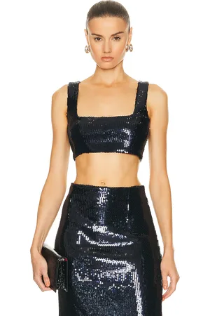 GALVAN Beating Heart Crop Top in Navy
