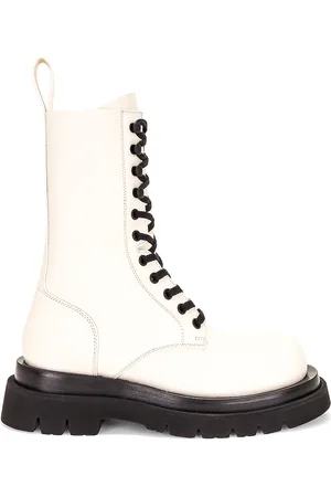 Bottega Veneta Lug Lace Up Boots in Cream