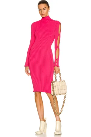 Bottega Veneta Rib Knit Dress in Fuchsia