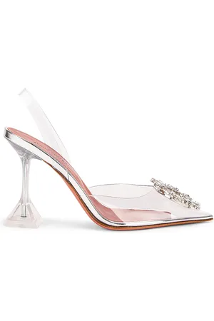 Amina Muaddi Begum Glass Heel in White