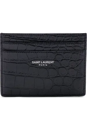 Saint Laurent Croc Leather Card Case in