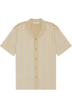 Simkhai Justin Yarn Dye Stripe Shirt in Brown