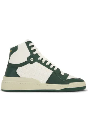 Saint Laurent SL24 Mid Top Sneaker in White,Green