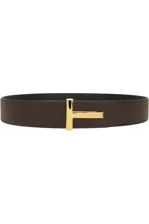 Tom Ford Small Grain Calf T Belt in Black