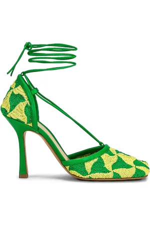 Bottega Veneta Stretch Lace Up Sandals in Green