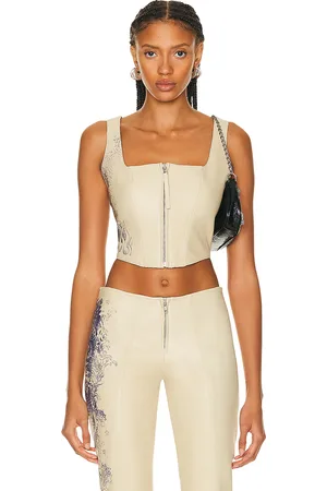 Jean Paul Gaultier Tattoo Detail Laced Bustier Top in Nude