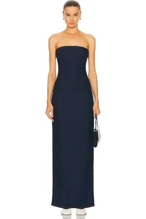 GRLFRND Lena Column Dress in Denim-Dark