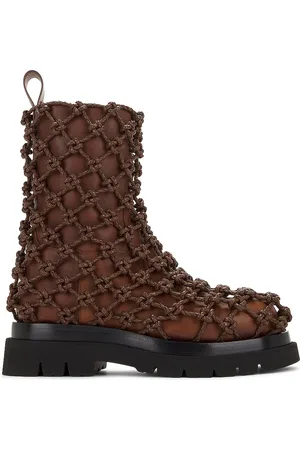 Bottega Veneta Knot Web Lug Boot in Brown