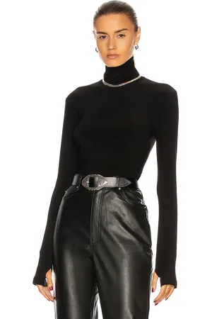 Norma Kamali Slim Fit Long Sleeve Turtleneck Top in