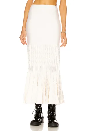 Alaïa Fit and Flare Maxi Skirt in Ivory