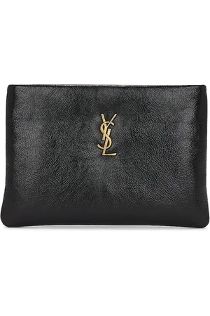 Saint Laurent Small Calypso Zipped Pouch in Black