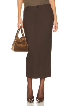 Helsa Trouser Midi Skirt in Brown