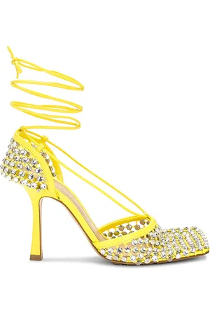 Bottega Veneta Stretch Lace Up Sandal in Yellow