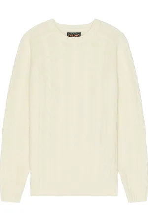 Beams Cable Sweater in White
