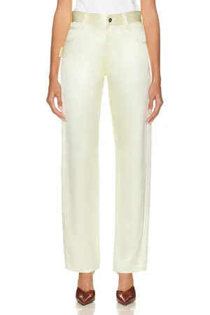 Bottega Veneta Twill Straight Leg Trouser in Cream