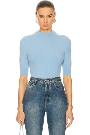 Alaïa Cropped Jumper Sweater in Blue