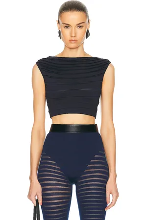 Alaïa Scalloped Top in Charcoal