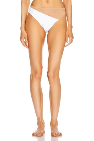 Norma Kamali Snake Mesh Bottom Swimsuit in White