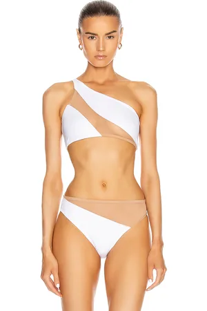 Norma Kamali Snake Mesh Bra Swimsuit in White