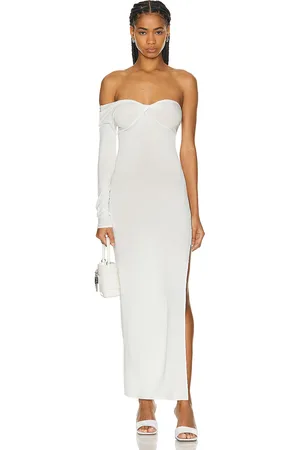 Courrèges Twist Crepe Jersey Long Dress in White