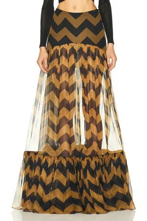 Saint Laurent Ruffle Skirt in Olive