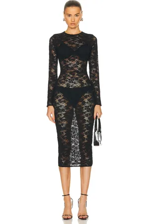 FLEUR DU MAL Le Stretch Multifit Lace Long Sleeve Dress in