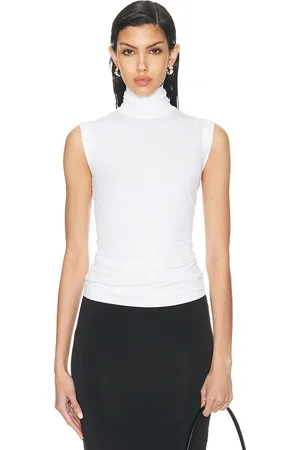 Norma Kamali Slim Fit Sleeveless Turtle Top in White