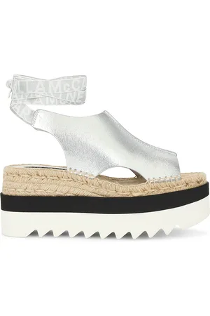 Stella McCartney Gaia Wrinkly Metallic Sandal in Metallic