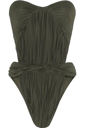 Saint Laurent Jersey Cut Out Bodysuit in Army