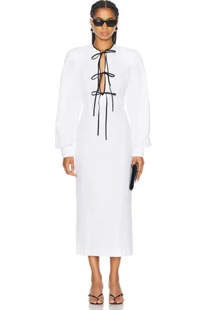 Rowen Rose Long Bow Dress in White