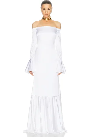 Caroline Constas Zarina Off Shoulder Trumpet Gown in White
