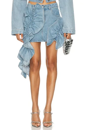 AKNVAS Rivington Ruffle Skirt in Denim-Medium