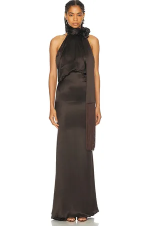 The Attico Fringe Long Dress in Brown