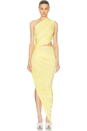 Alaïa Asymmetrical One Shoulder Maxi Dress in Yellow