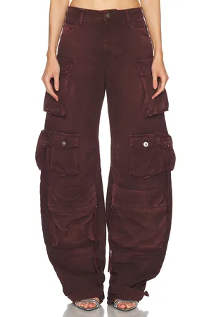 The Attico Fern Long Cargo Pant in Burgundy