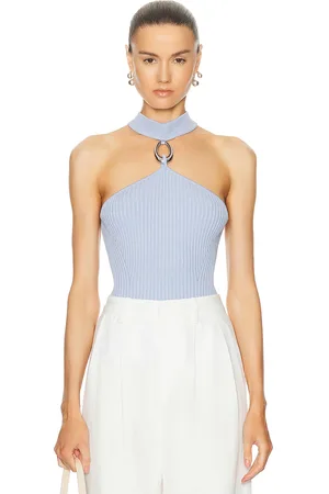 Simkhai Rubie Mock Neck Top With Hardware in Baby Blue