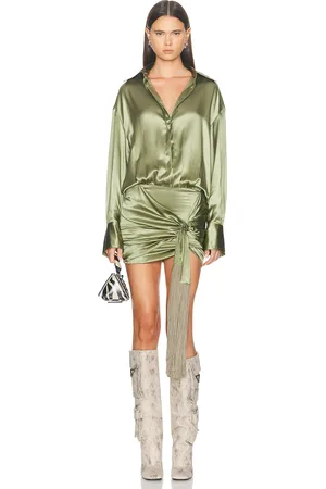 The Attico Mini Shirt Dress in Sage