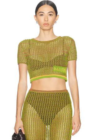 Marni X Paloma Elsesser Roundneck Short Sleeve Sweater in Green