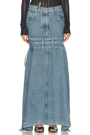 The Attico Long Cut-out Skirt in Denim-Medium