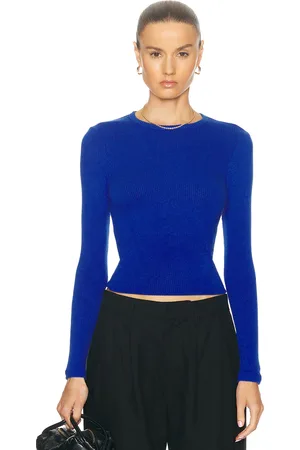 SABLYN Quincy Long Sleeve Fitted Crewneck Top in Blue