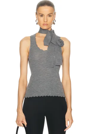 BLUMARINE Rib Knit Tank Top in Grey