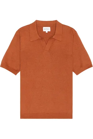 Norse projects Leif Cotton Linen Polo in Rust